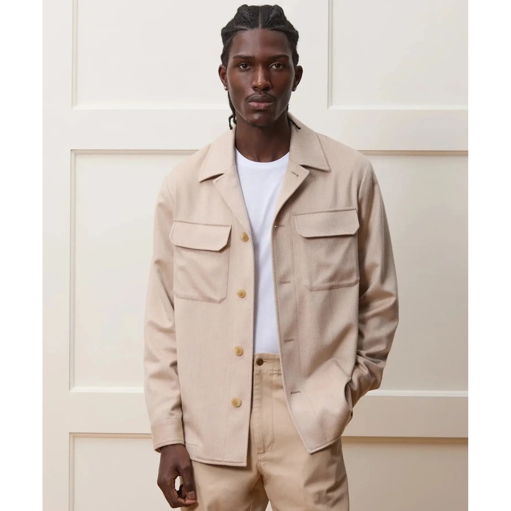 TODD SNYDER Pure Italian Cashmere Overshirt Jacket in Oatmeal Men XXL NWT $1398